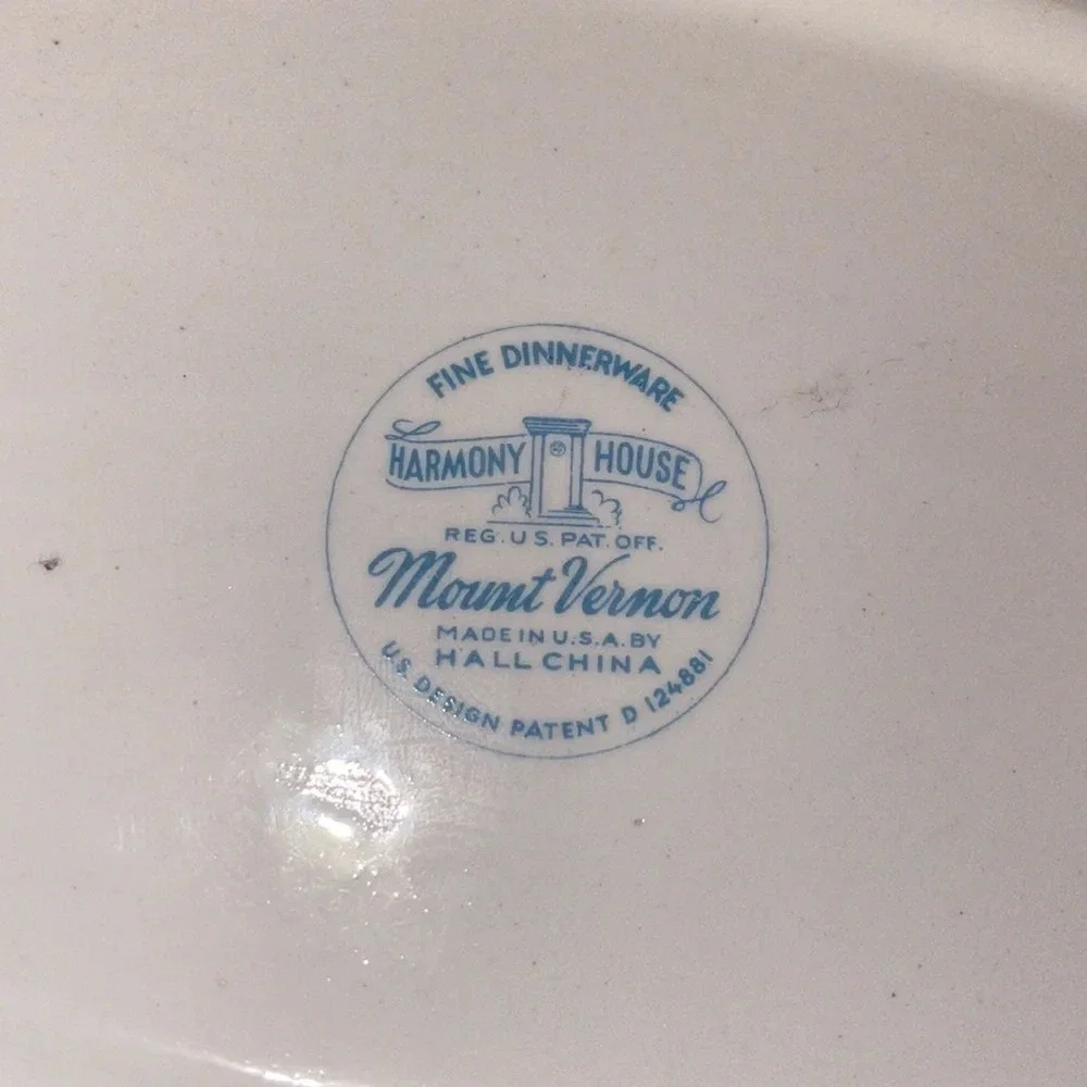 Harmony House serving bowl oval Vintage China flower pattern dining blue white